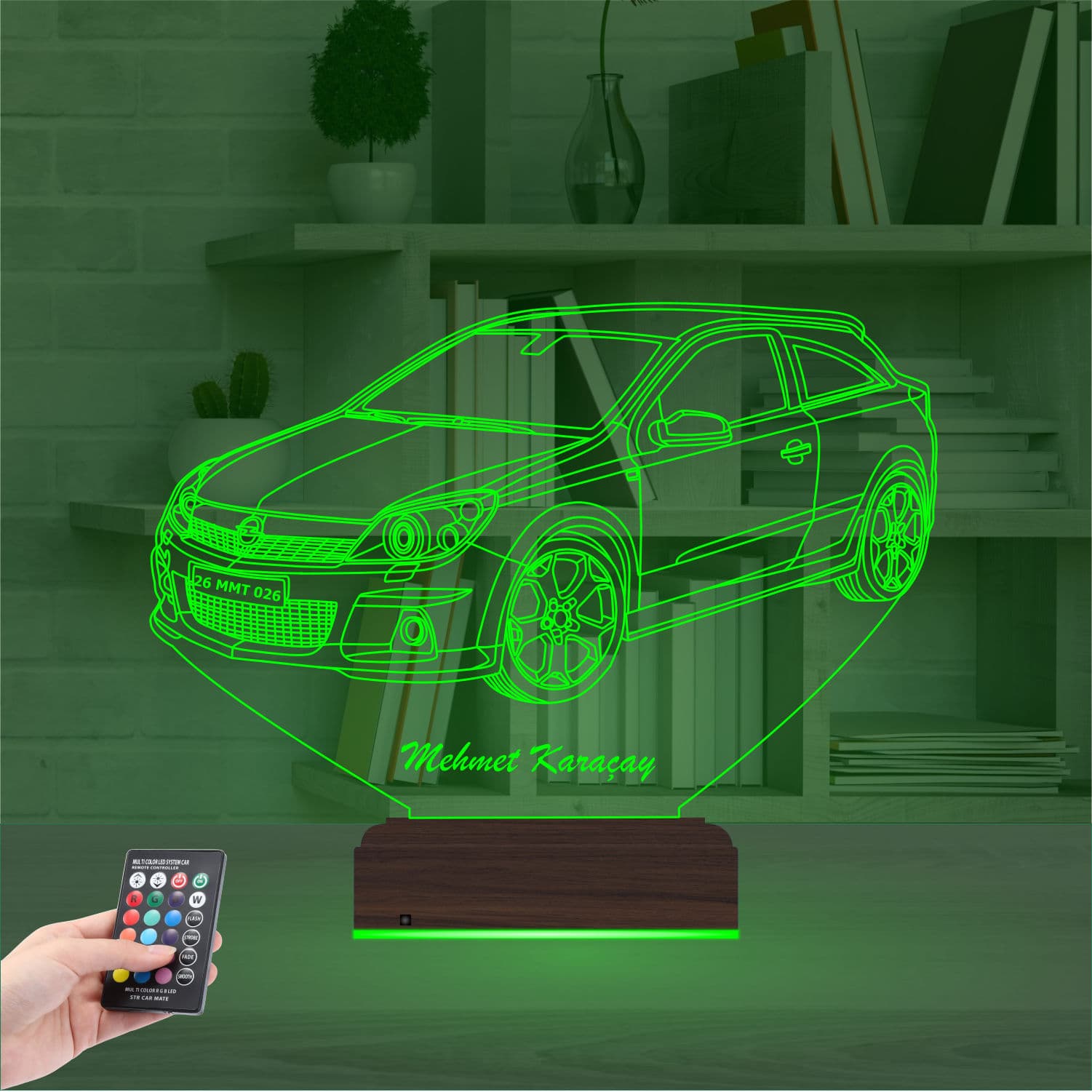 Автомобиль Opel Astra с именем — 3D LED Ночник | Подарок мужчине 6