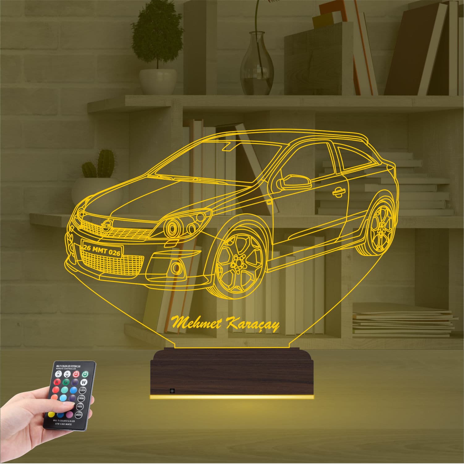 Автомобиль Opel Astra с именем — 3D LED Ночник | Подарок мужчине 8