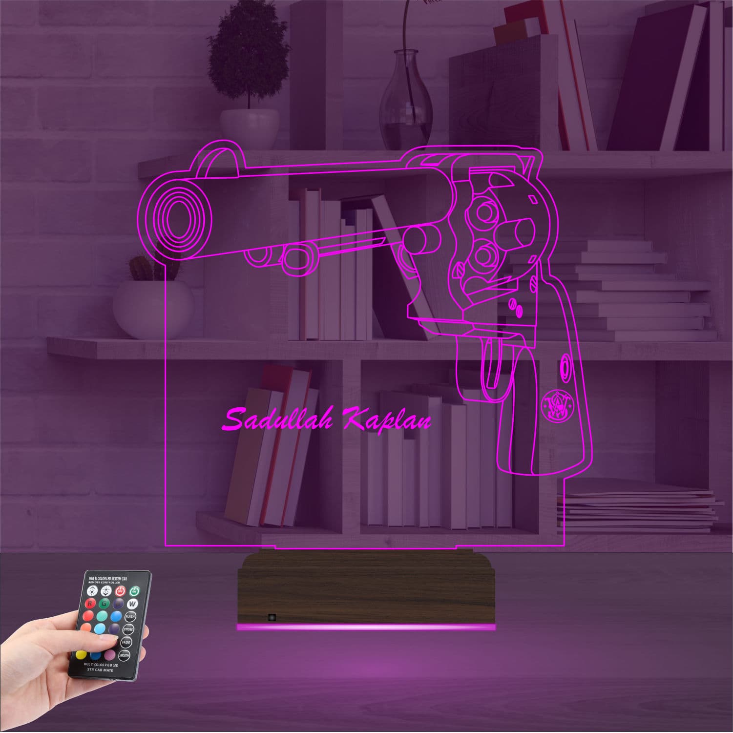 Револьвер с именем — 3D LED Ночник | Подарок мужчине 4