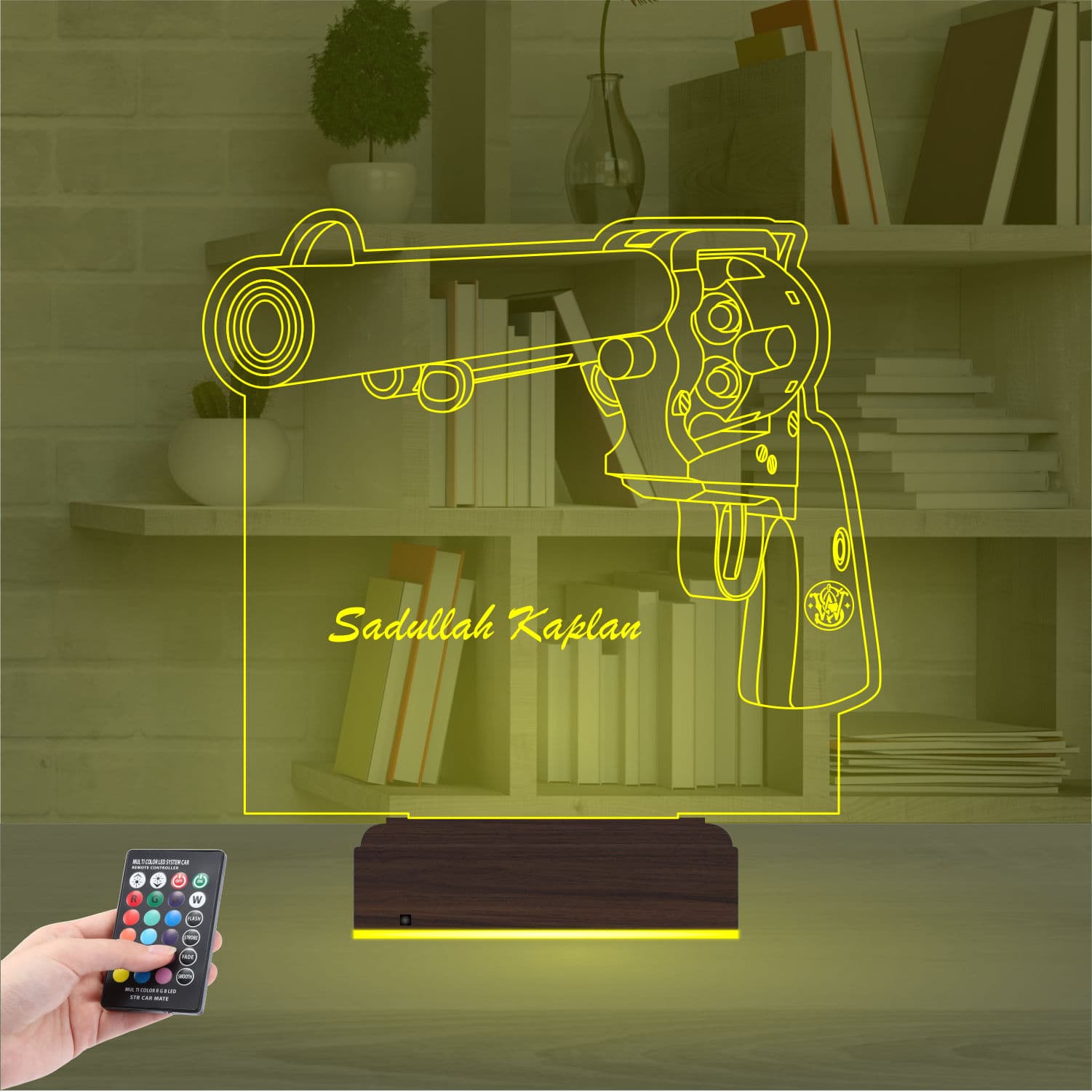 Револьвер с именем — 3D LED Ночник | Подарок мужчине 7