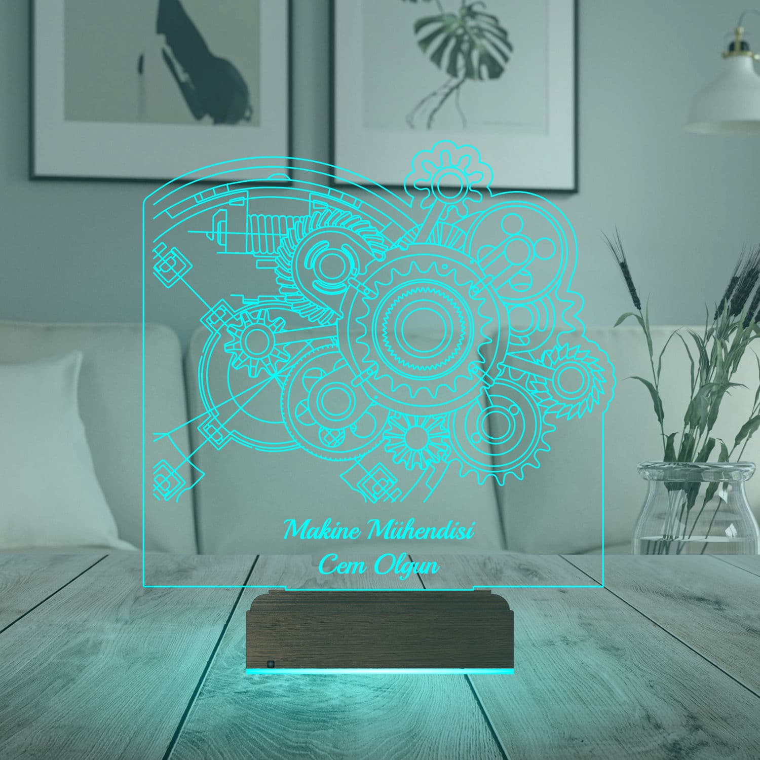 Шестеренки Механика — 3D LED Ночник | Подарок инженеру 3