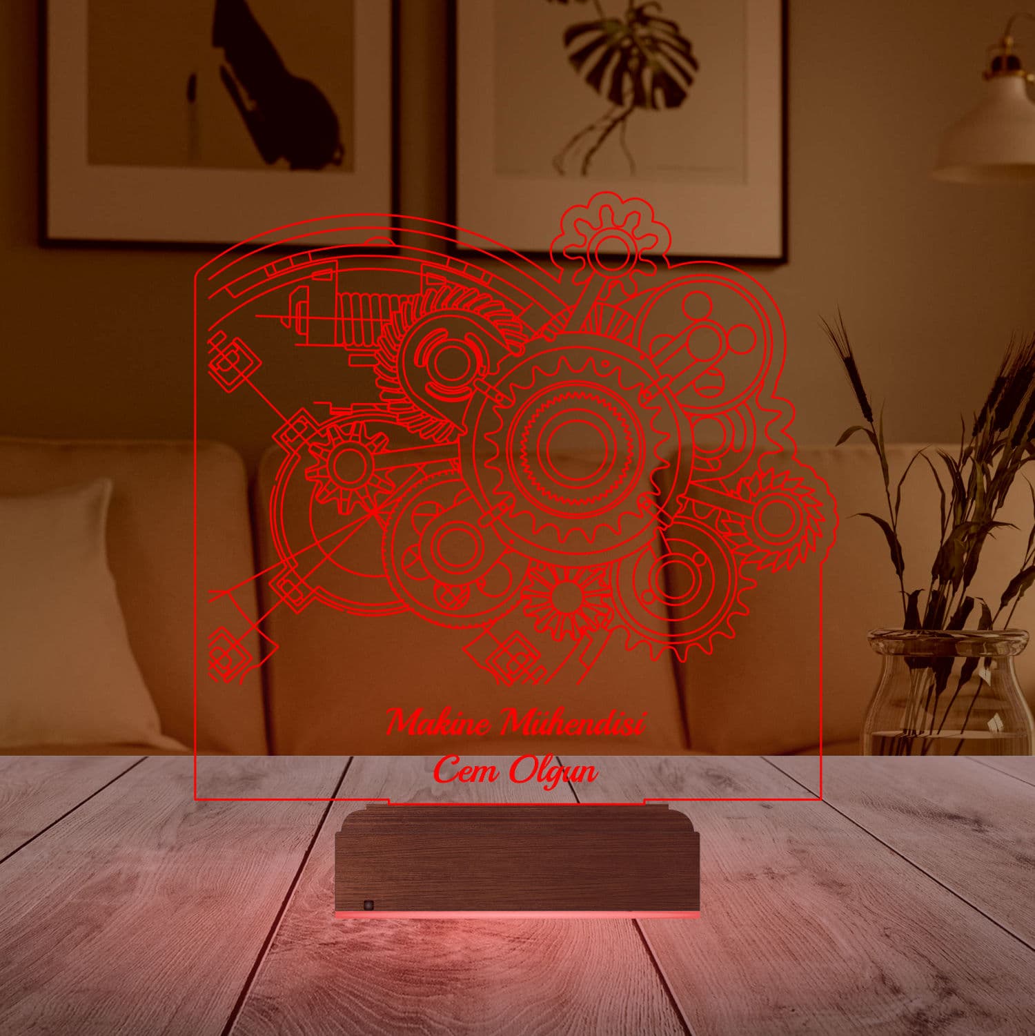 Шестеренки Механика — 3D LED Ночник | Подарок инженеру 4