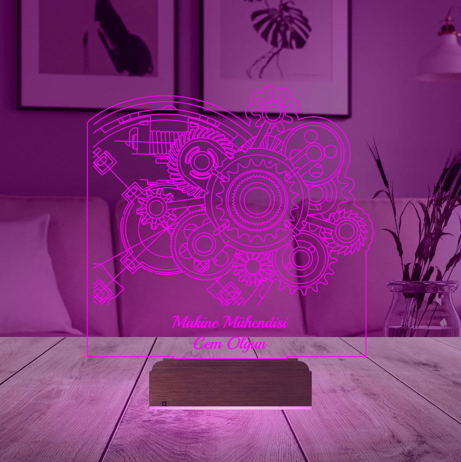 Шестеренки Механика — 3D LED Ночник | Подарок инженеру 5