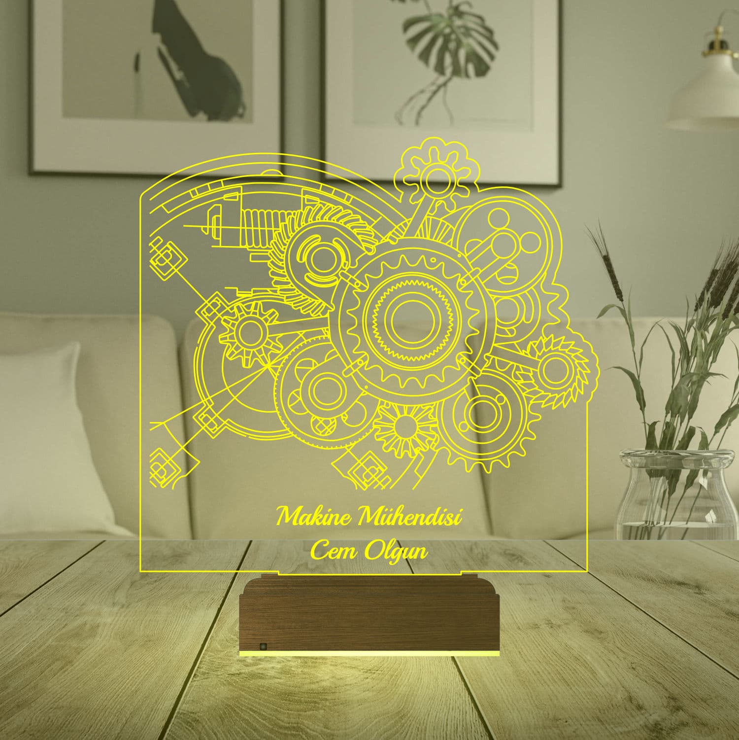 Шестеренки Механика — 3D LED Ночник | Подарок инженеру 6