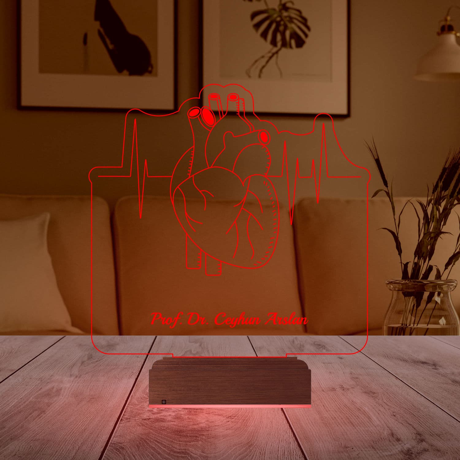 Сердце и кардиограмма — 3D LED Ночник | Подарок врачу 4