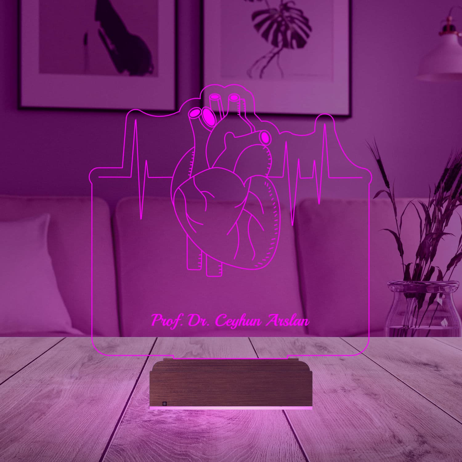 Сердце и кардиограмма — 3D LED Ночник | Подарок врачу 5