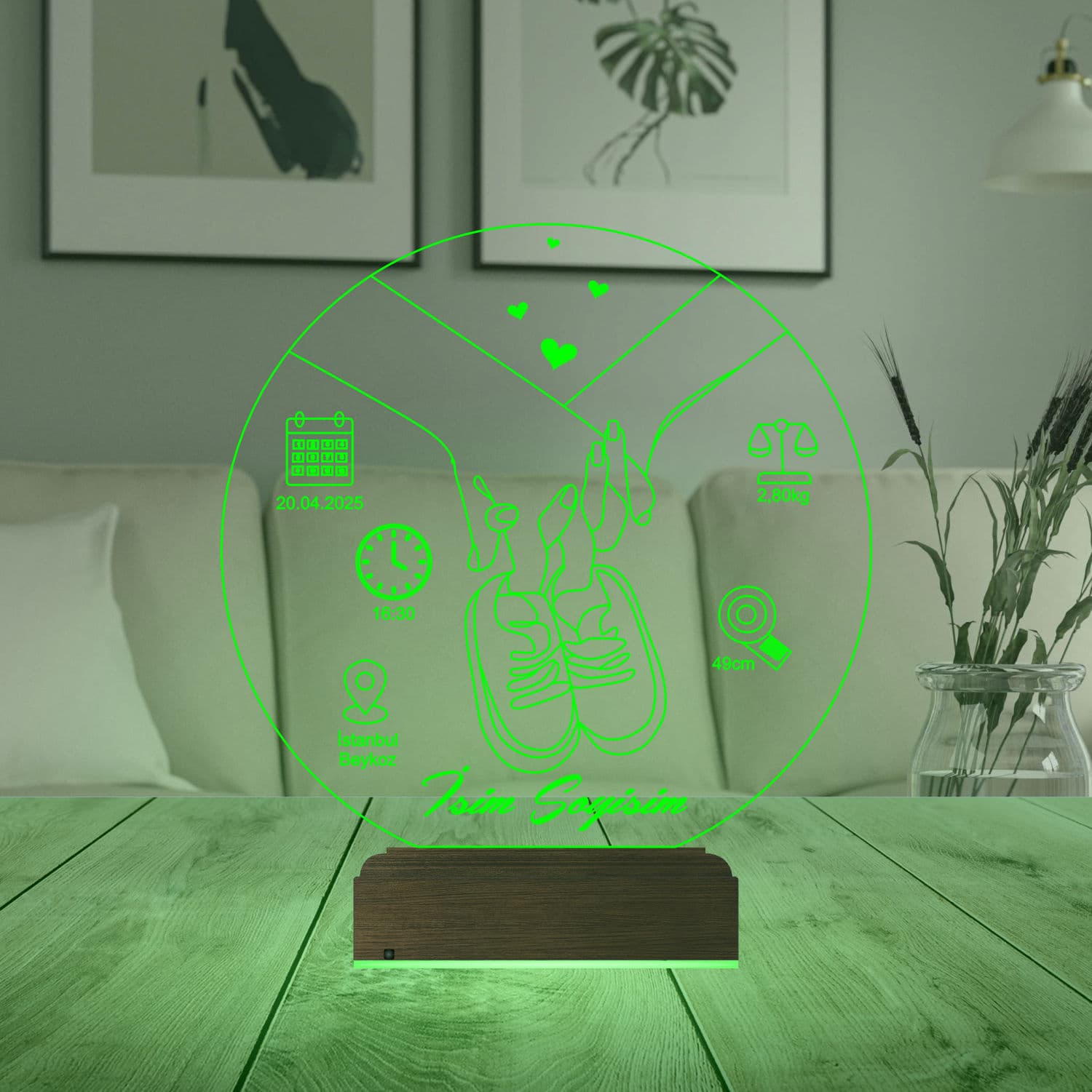 Метрика новорожденного — 3D LED Ночник | Подарок родителям 7