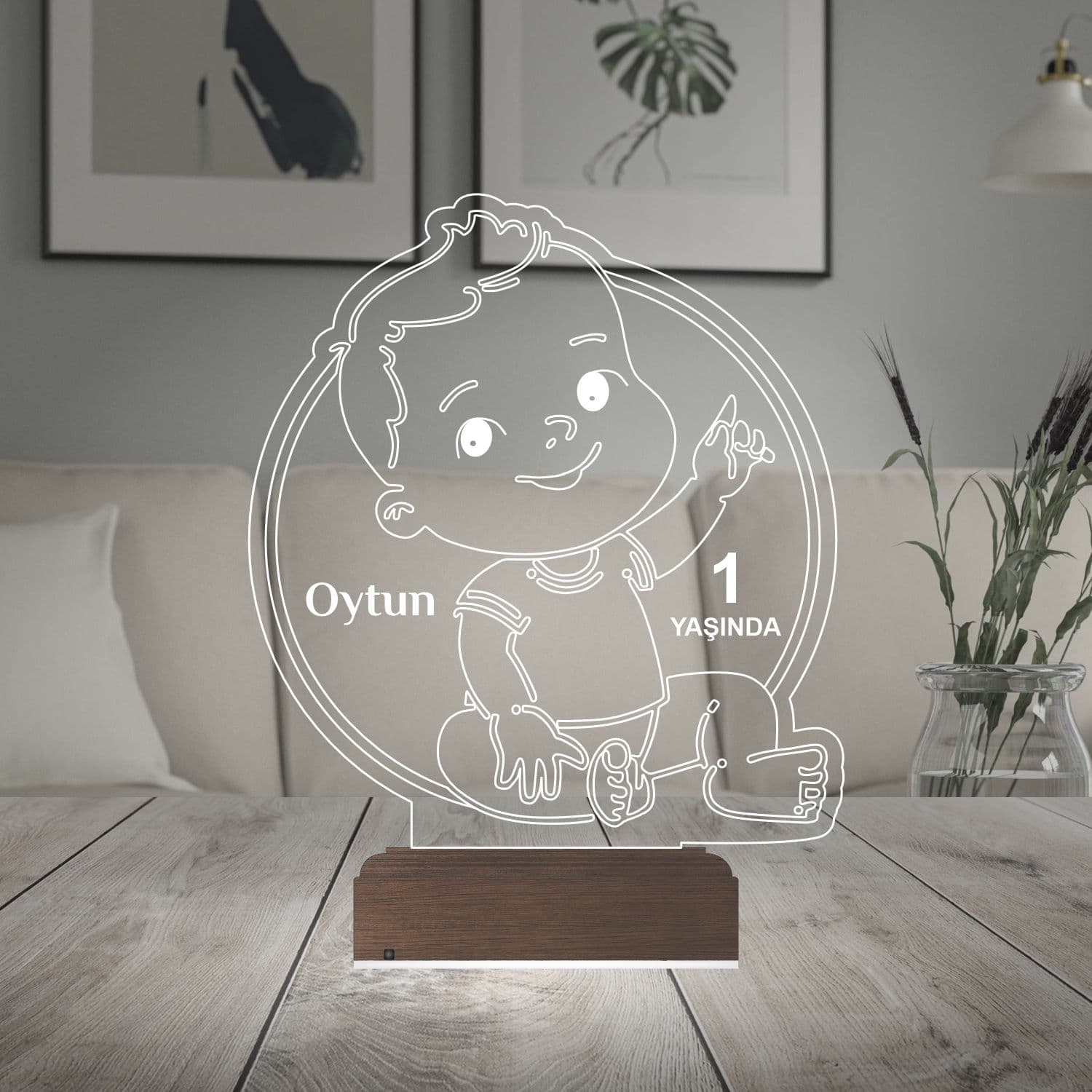Малыш Ойтун 1 год — 3D LED Ночник | Подарок на день рождения 2