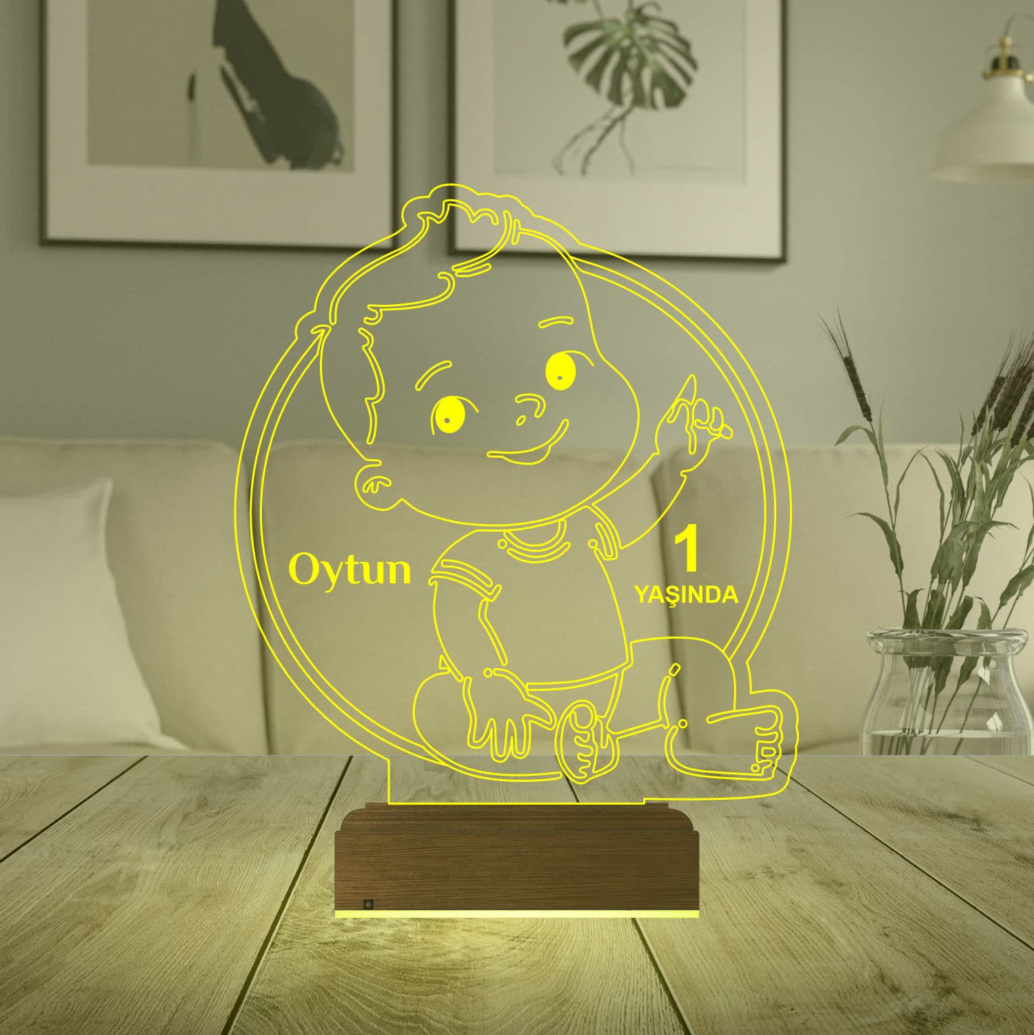 Малыш Ойтун 1 год — 3D LED Ночник | Подарок на день рождения 6