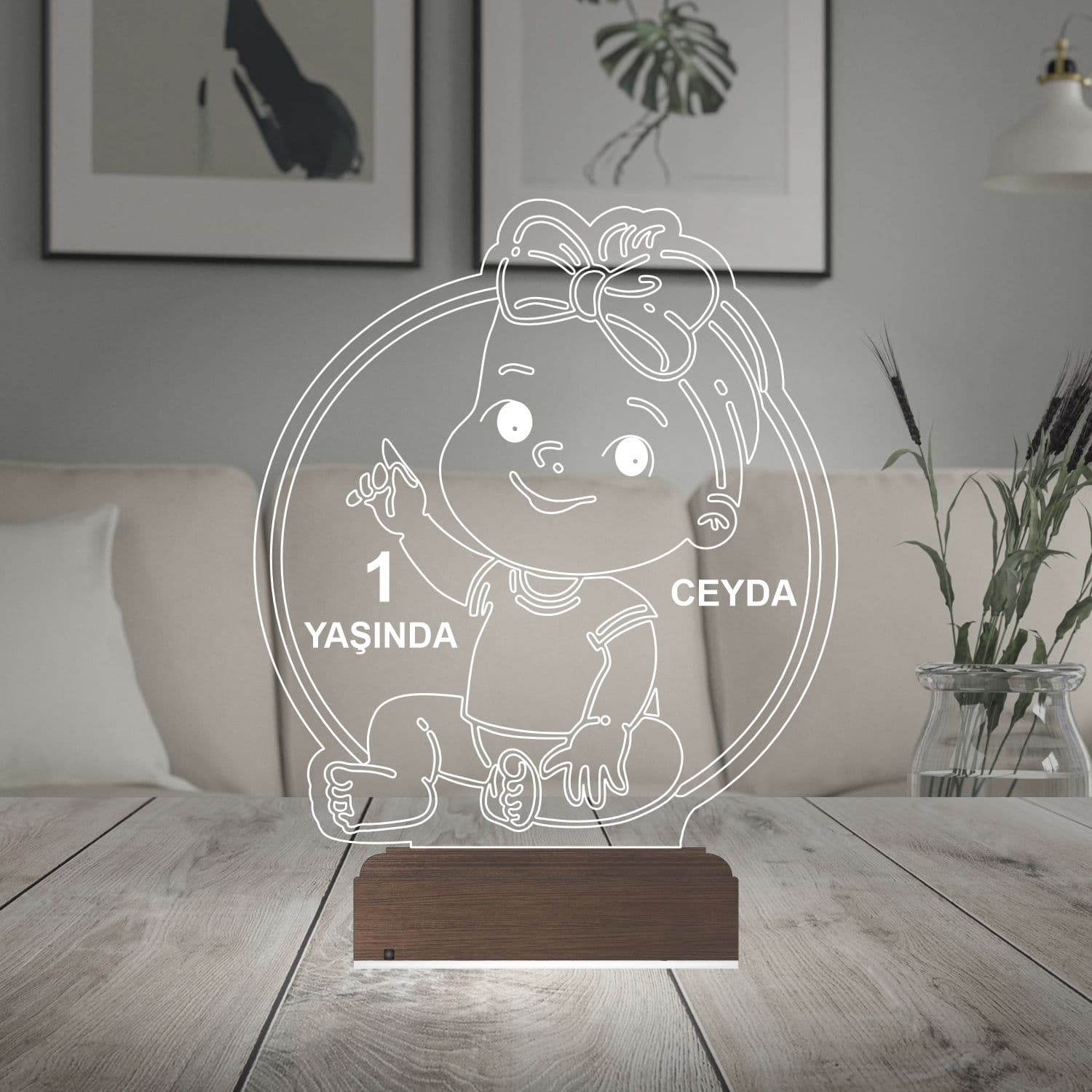 Девочка на 1 год — 3D LED Ночник | Подарок на день рождения 2