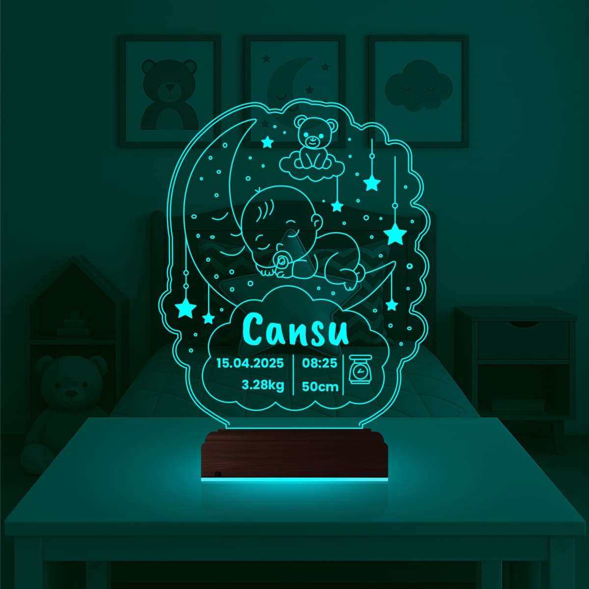 Метрика Младенец — 3D LED Ночник | Подарок на рождение 2