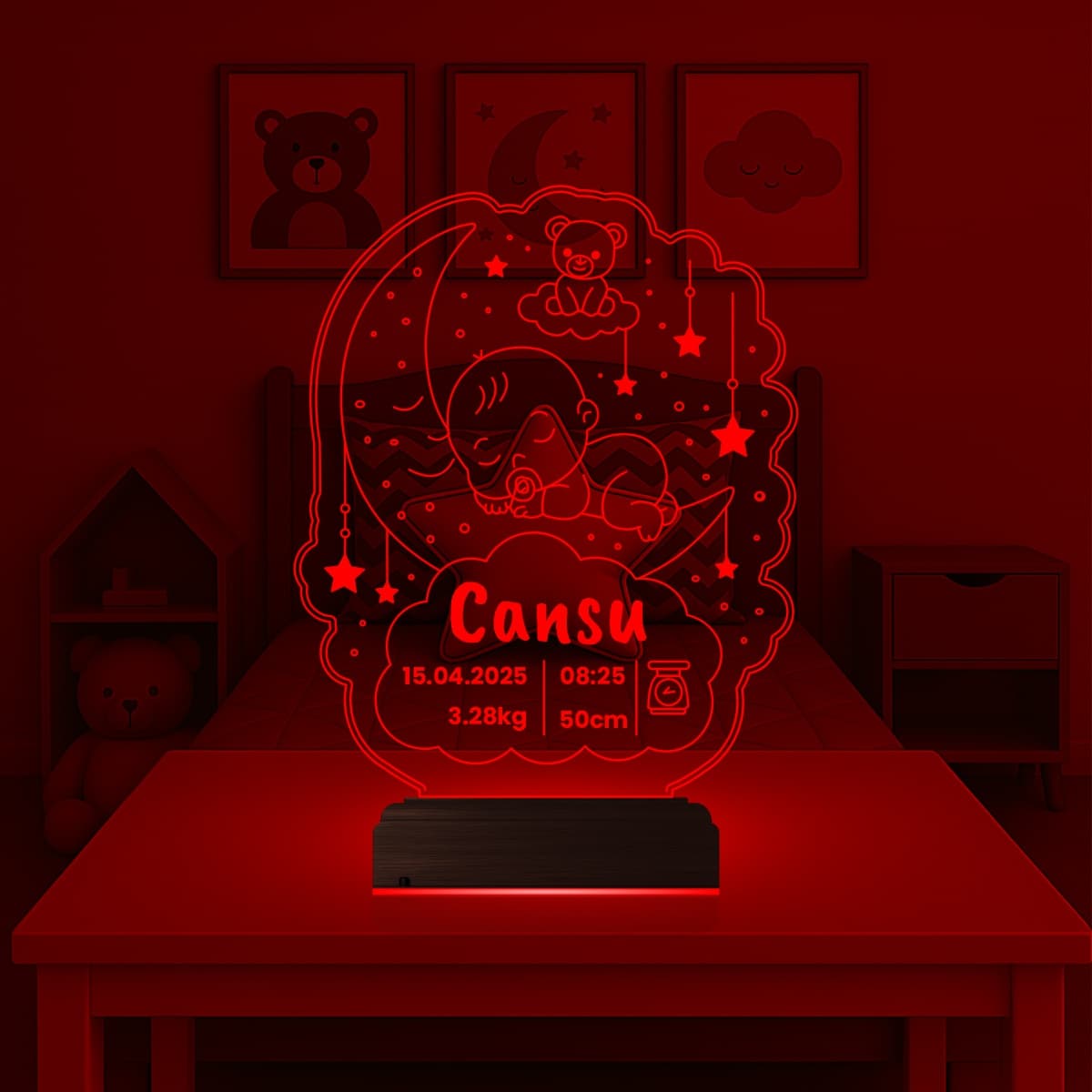 Метрика Младенец — 3D LED Ночник | Подарок на рождение 3