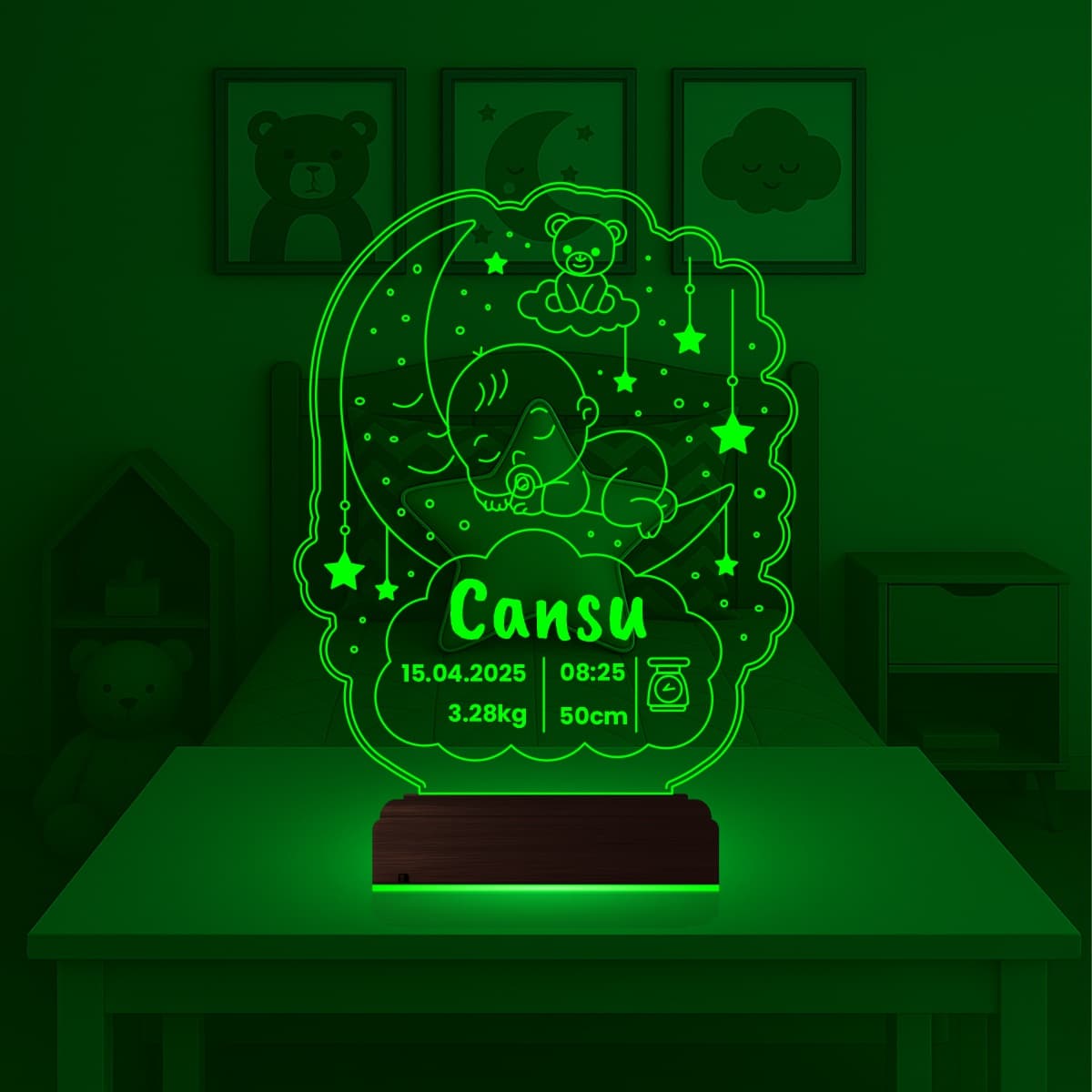 Метрика Младенец — 3D LED Ночник | Подарок на рождение 4