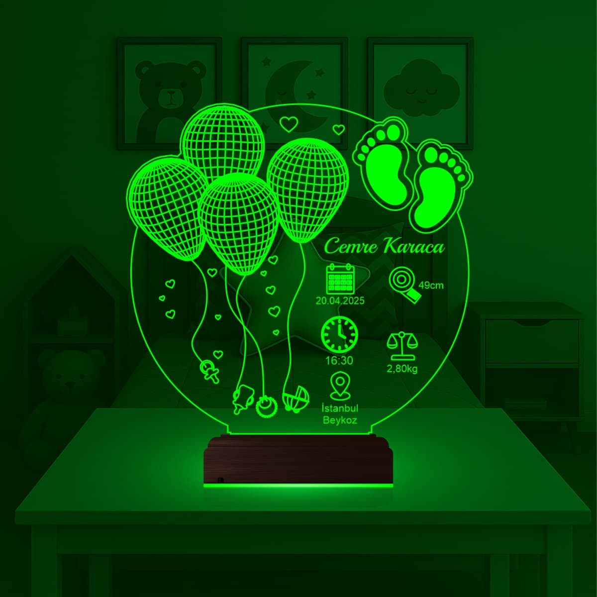 Метрика новорожденного — 3D LED Ночник | Подарок на рождение 4