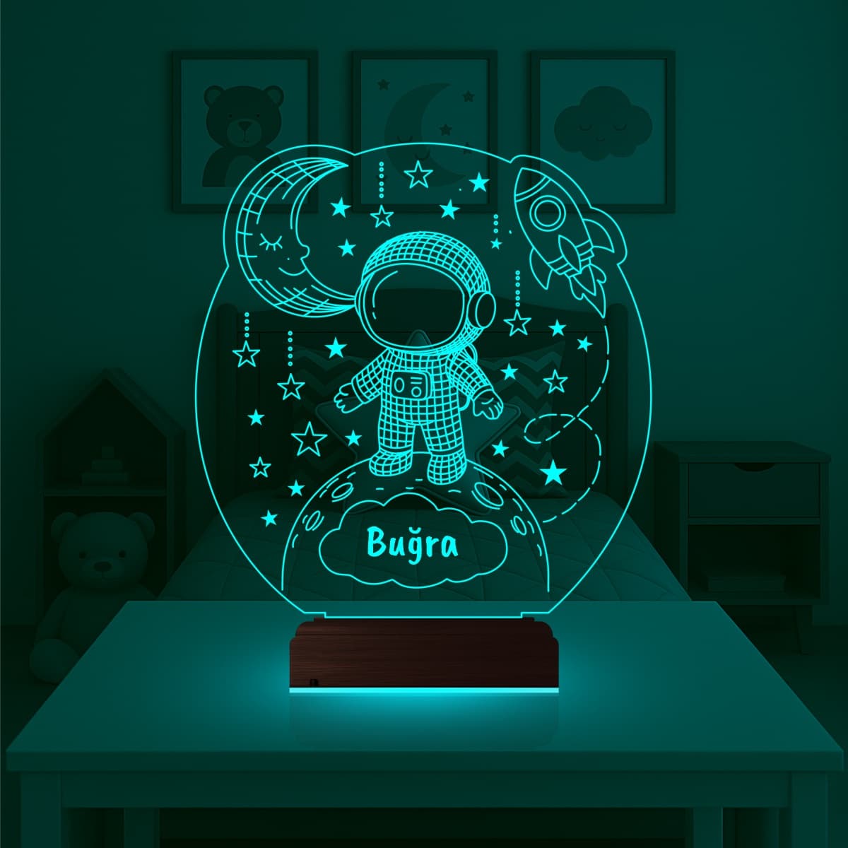 Космонавт — 3D LED Ночник с именем | Подарок ребенку 2