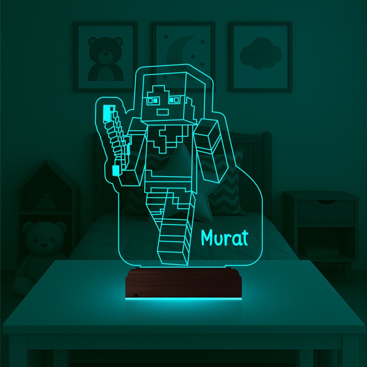 Майнкрафт — 3D LED Ночник с именем | Подарок ребенку 2