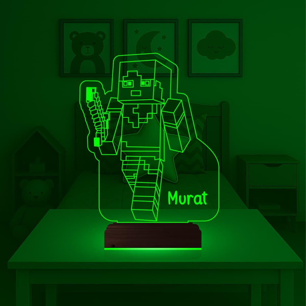 Майнкрафт — 3D LED Ночник с именем | Подарок ребенку 4