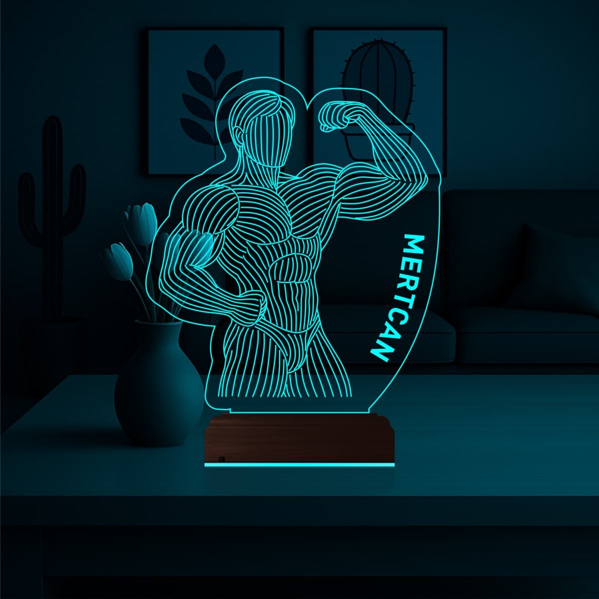 Бодибилдер — 3D LED Ночник | Именной подарок мужчине 2