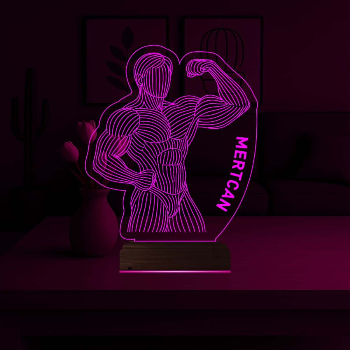 Бодибилдер — 3D LED Ночник | Именной подарок мужчине 3