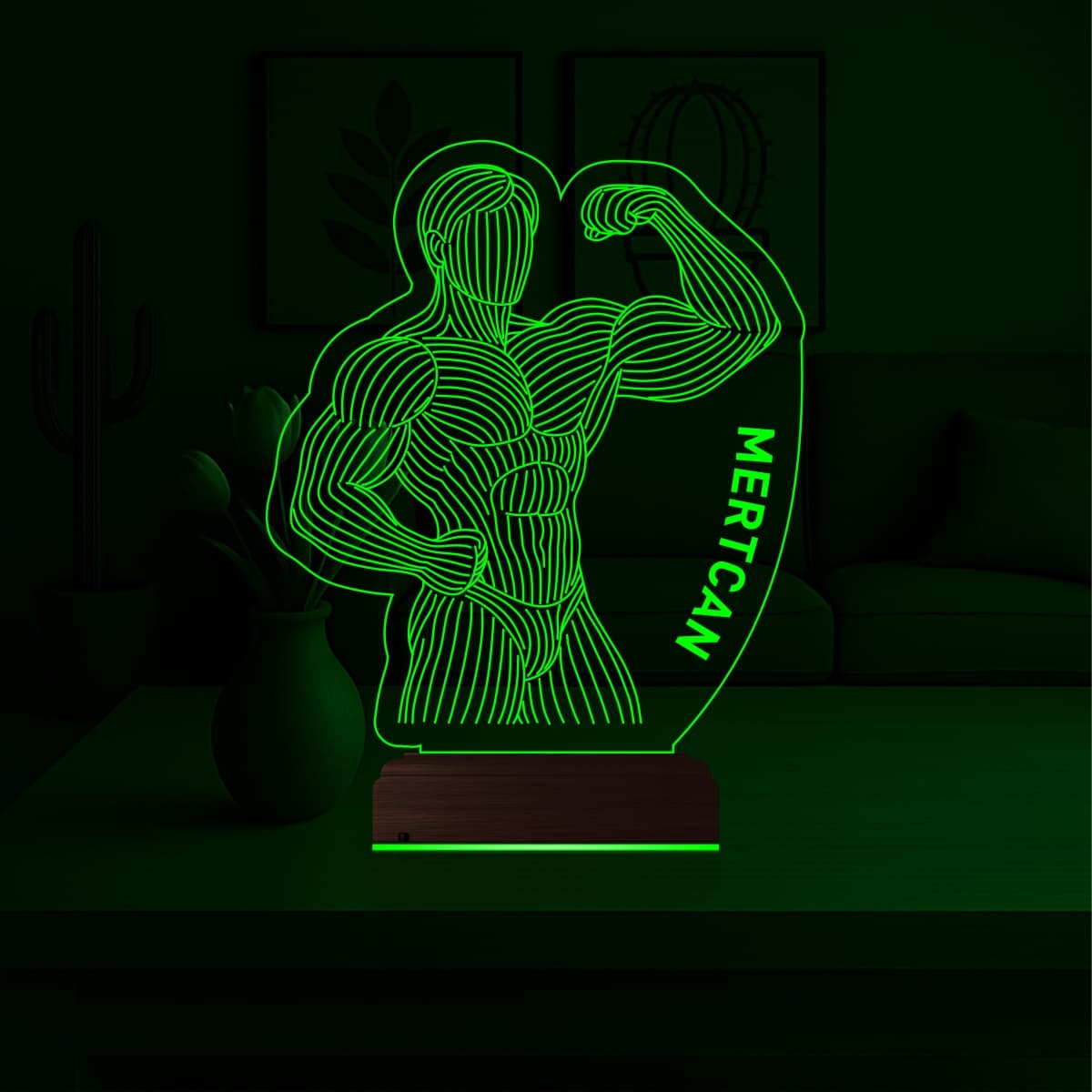 Бодибилдер — 3D LED Ночник | Именной подарок мужчине 4