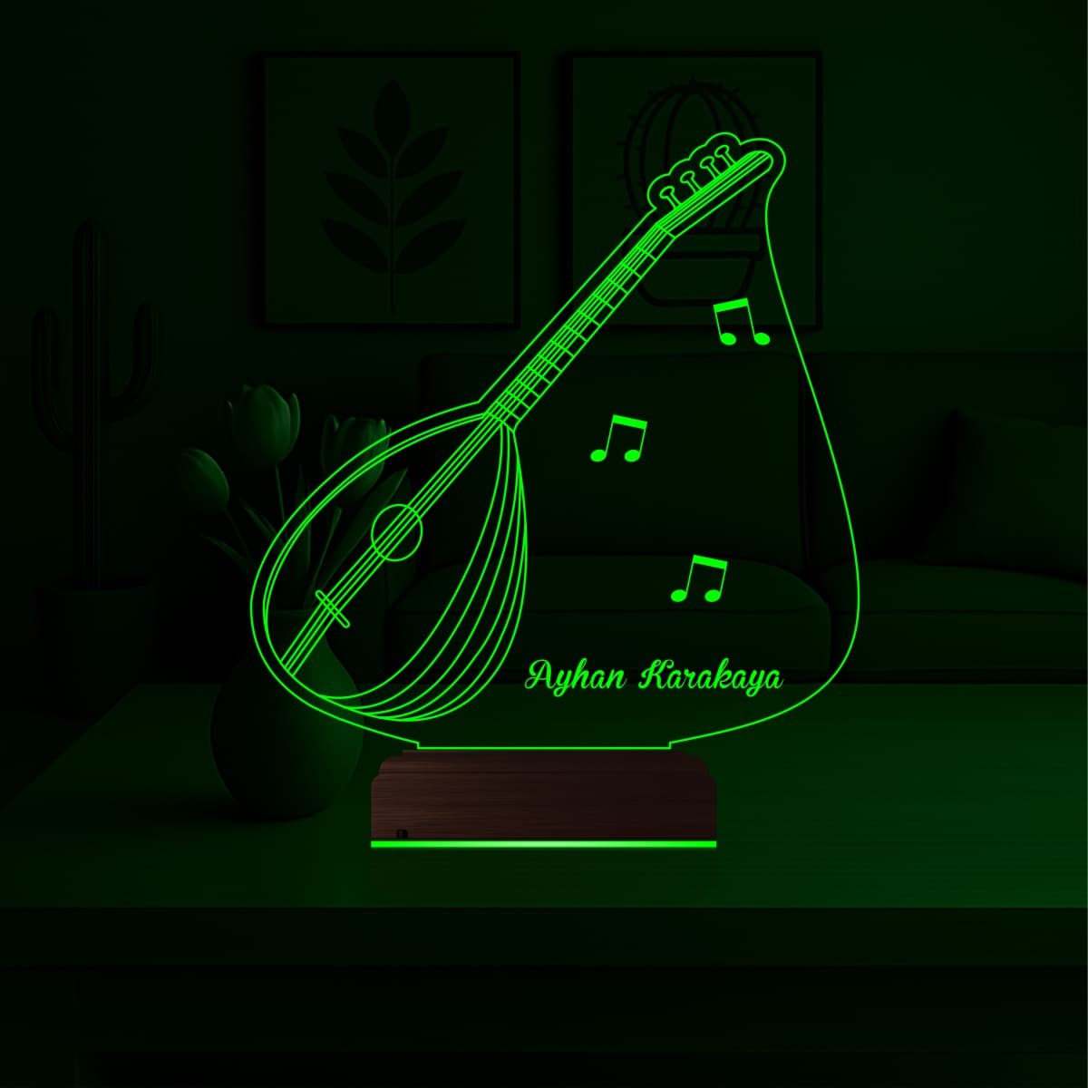 Саз (Баглама) — 3D LED Ночник с именем | Подарок музыканту 4