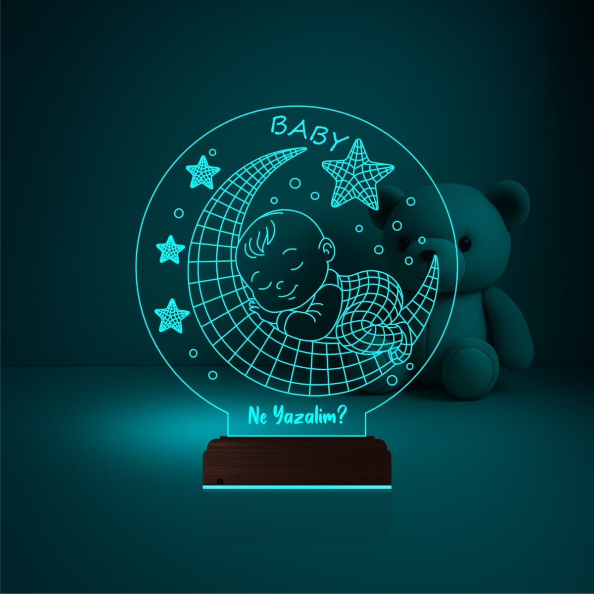 Младенец на месяце — 3D LED Ночник | Подарок новорожденному 5