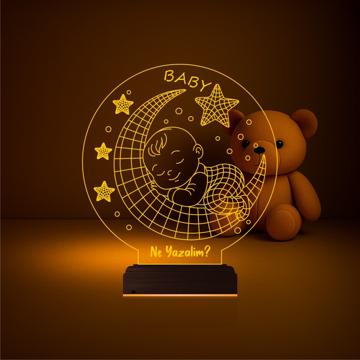 Младенец на месяце — 3D LED Ночник | Подарок новорожденному 6
