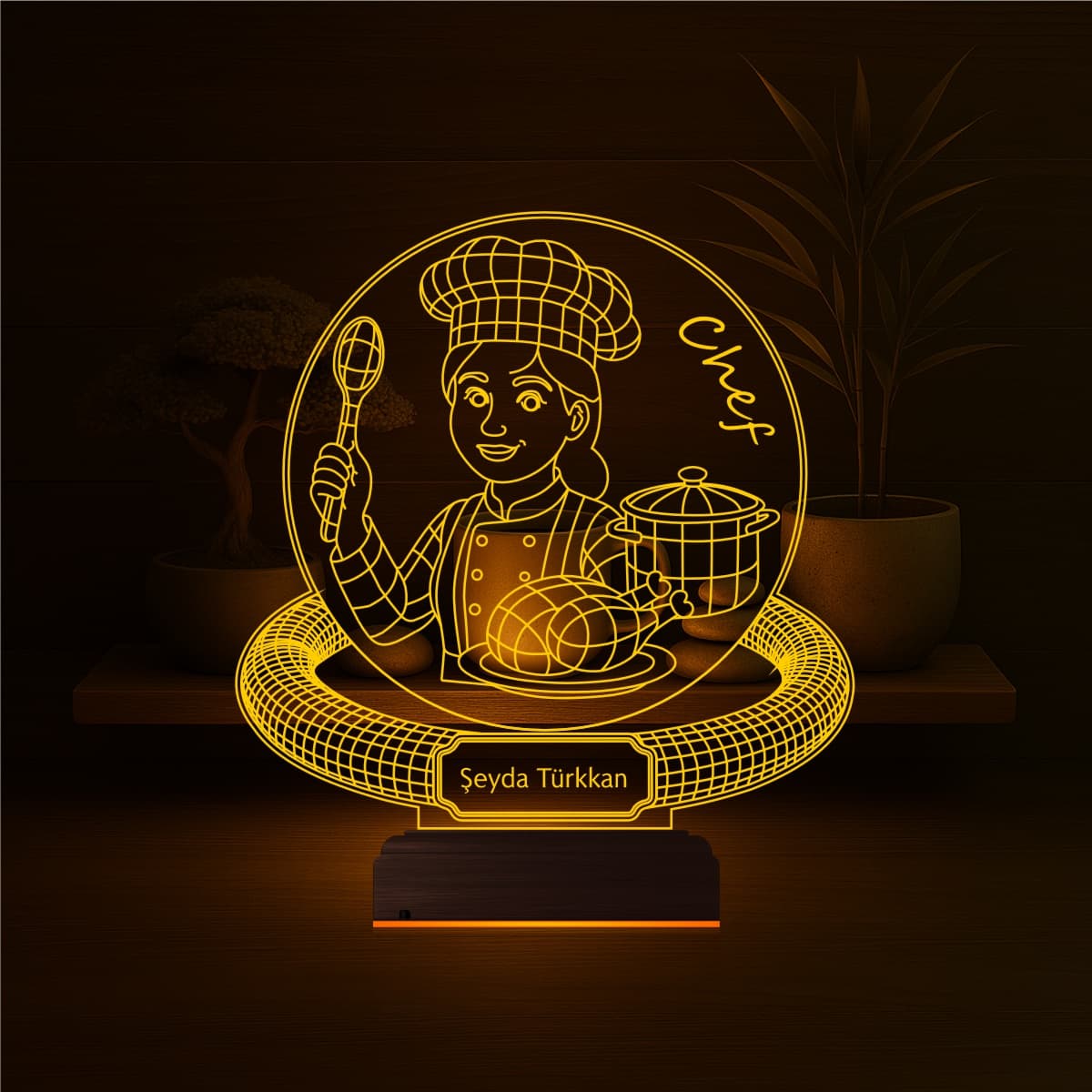 Шеф-повар с именем — 3D LED Ночник | Подарок повару 4