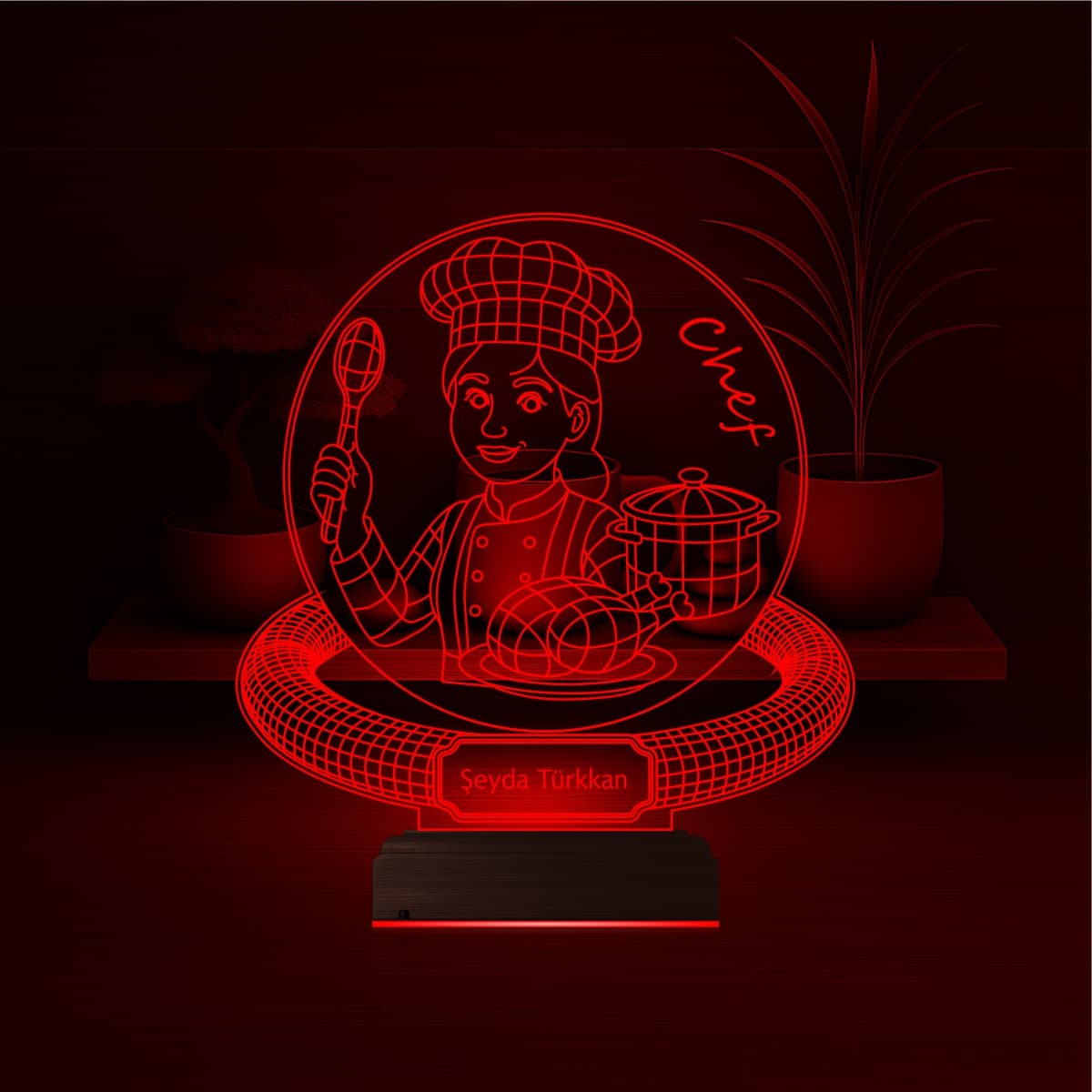 Шеф-повар с именем — 3D LED Ночник | Подарок повару 5