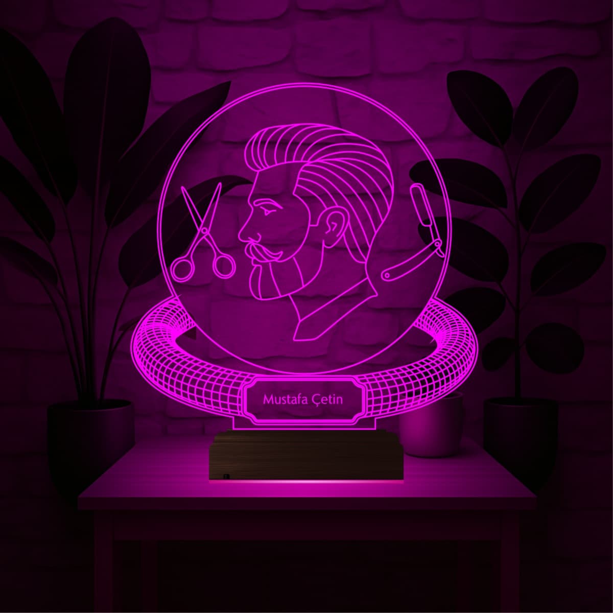 Барбер — 3D LED Ночник | Именной подарок мастеру 4