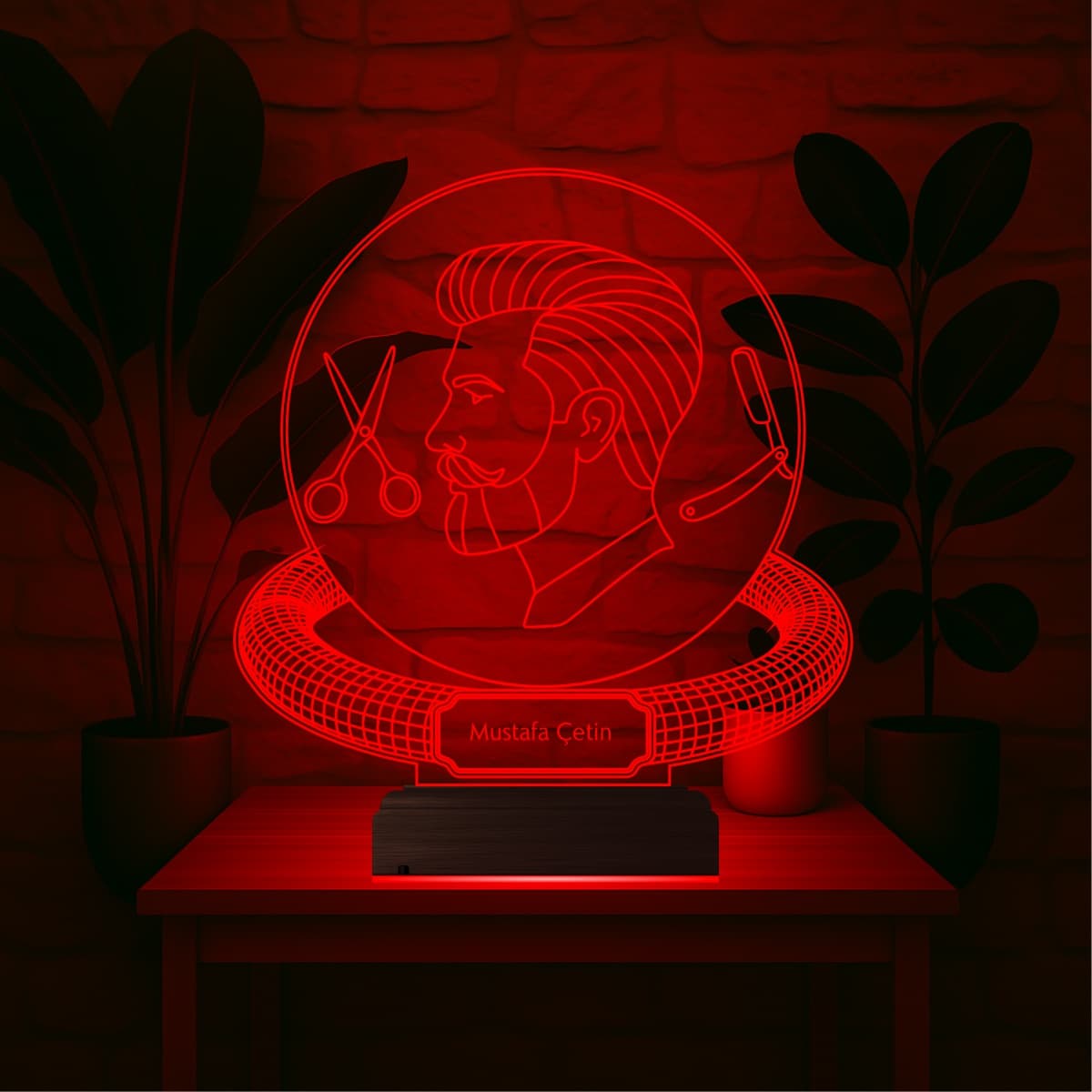 Барбер — 3D LED Ночник | Именной подарок мастеру 5