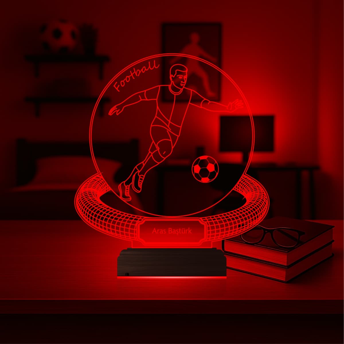 Футболист — 3D LED Ночник с именем | Подарок спортсмену 2