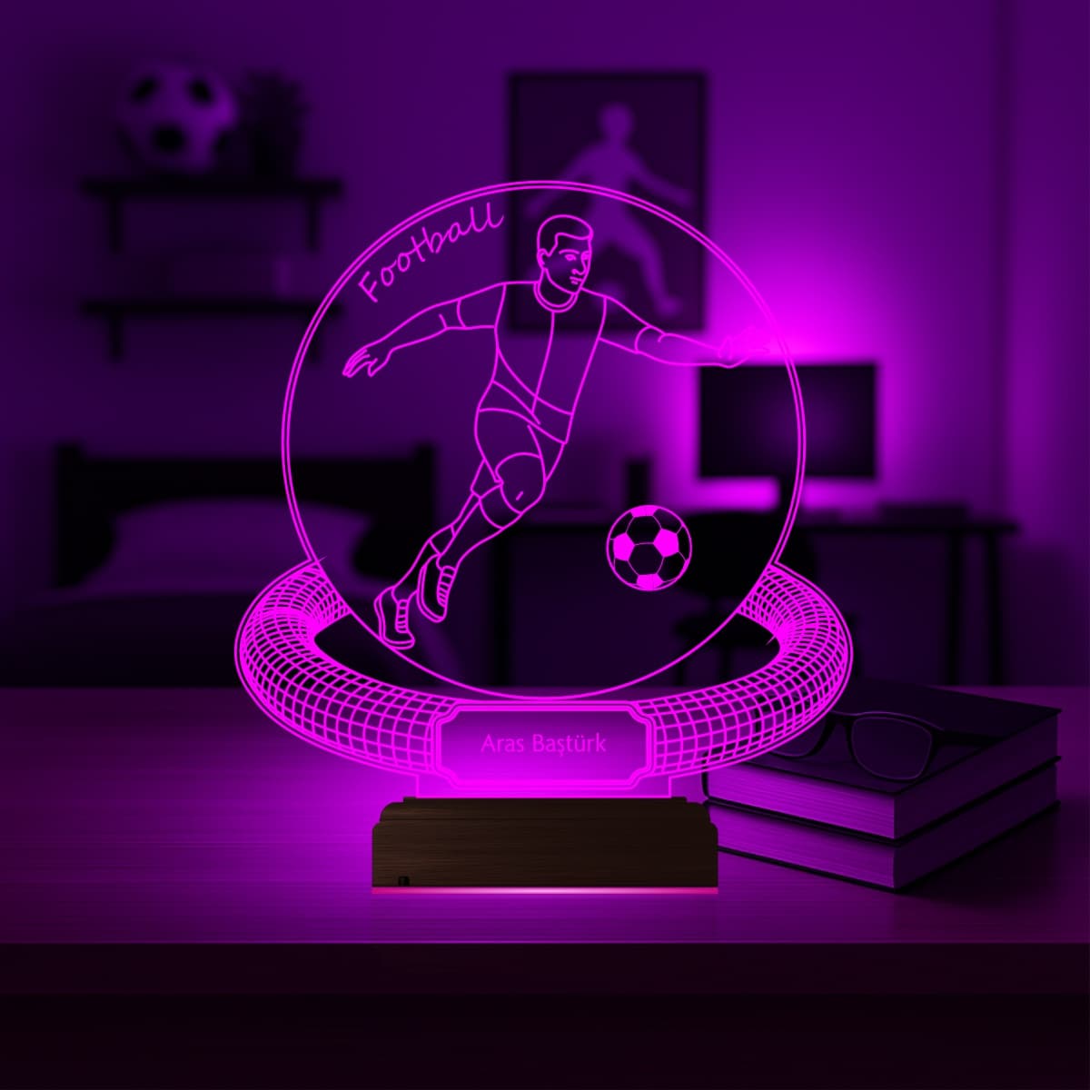Футболист — 3D LED Ночник с именем | Подарок спортсмену 4