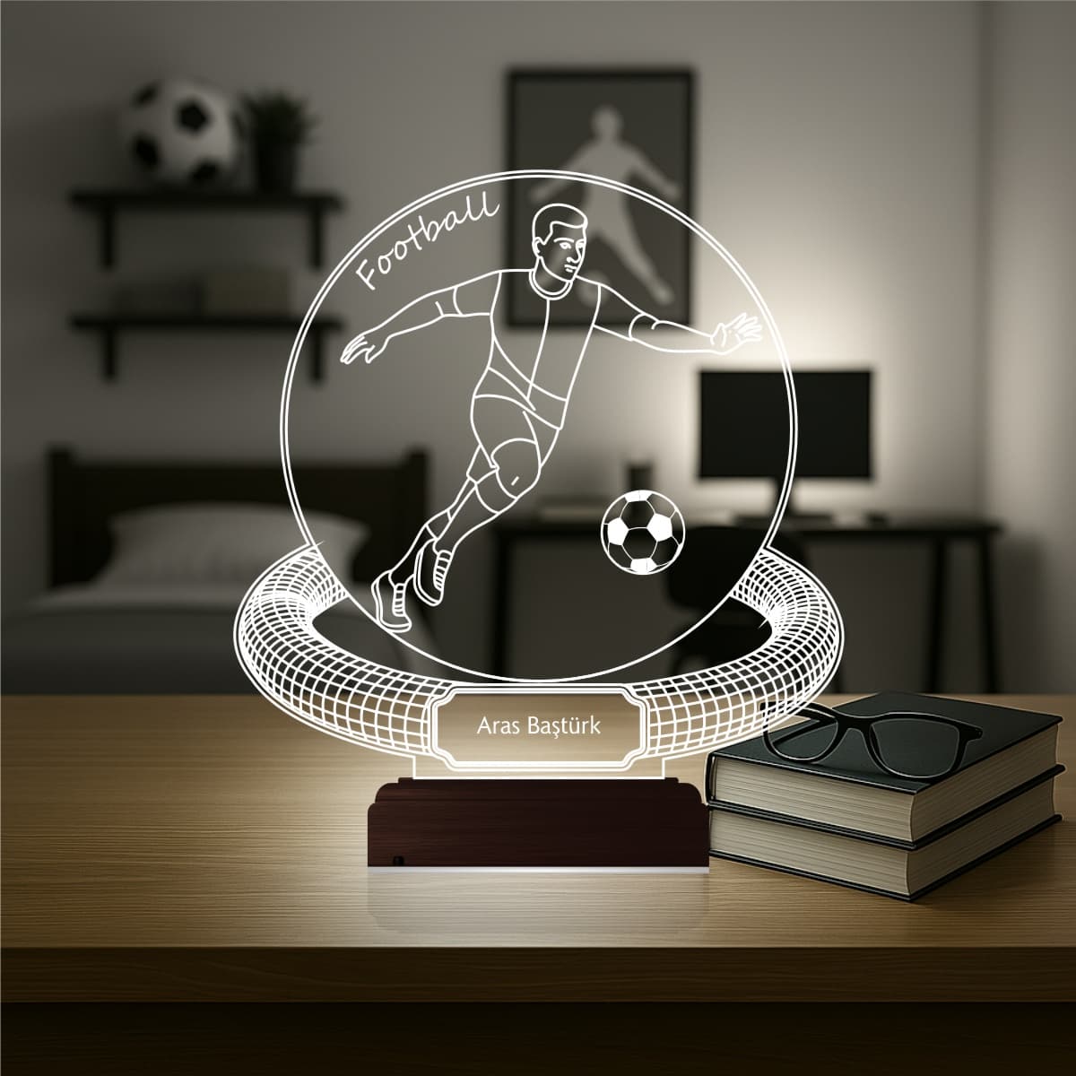 Футболист — 3D LED Ночник с именем | Подарок спортсмену 6