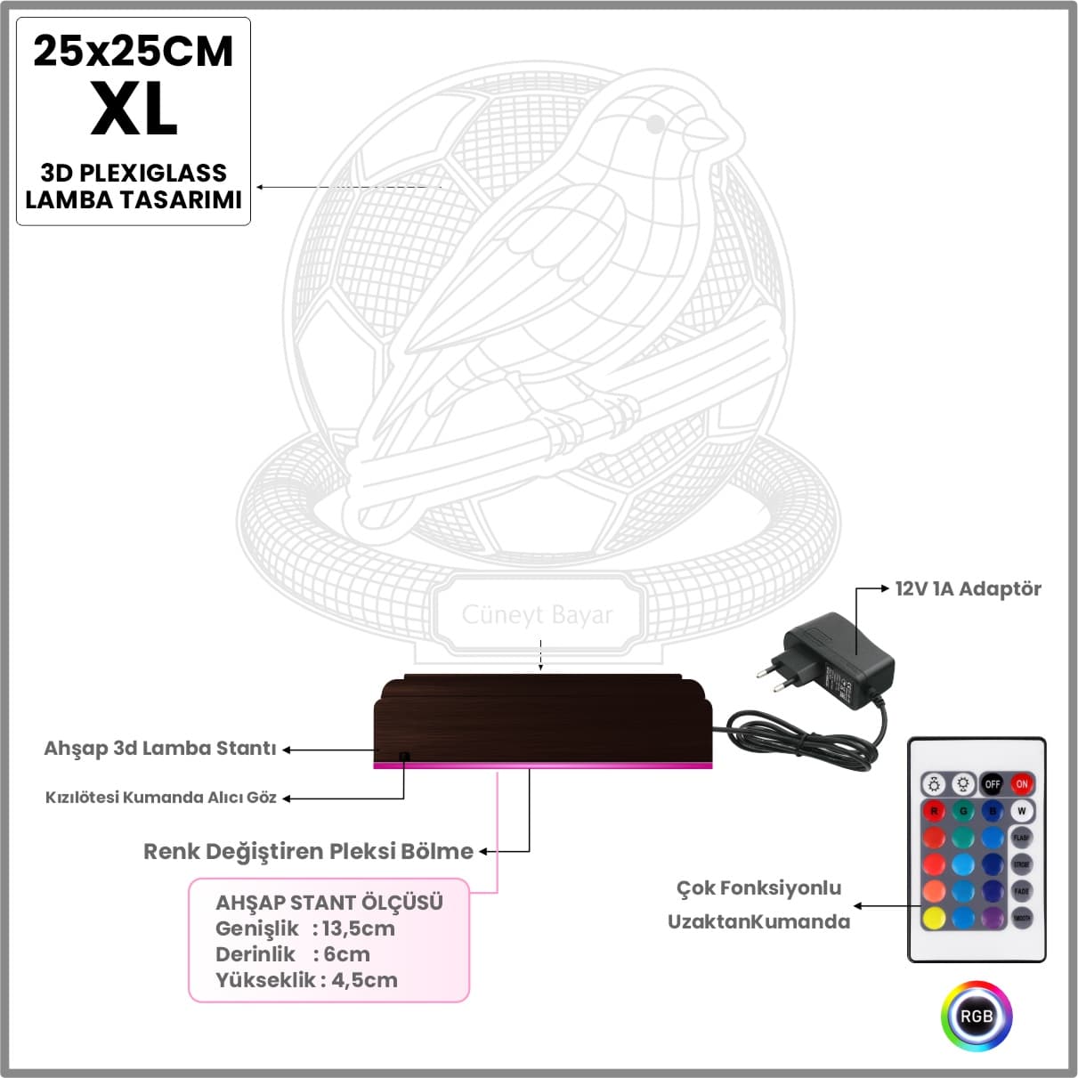 Птица и Футбол 3D Ночник 7