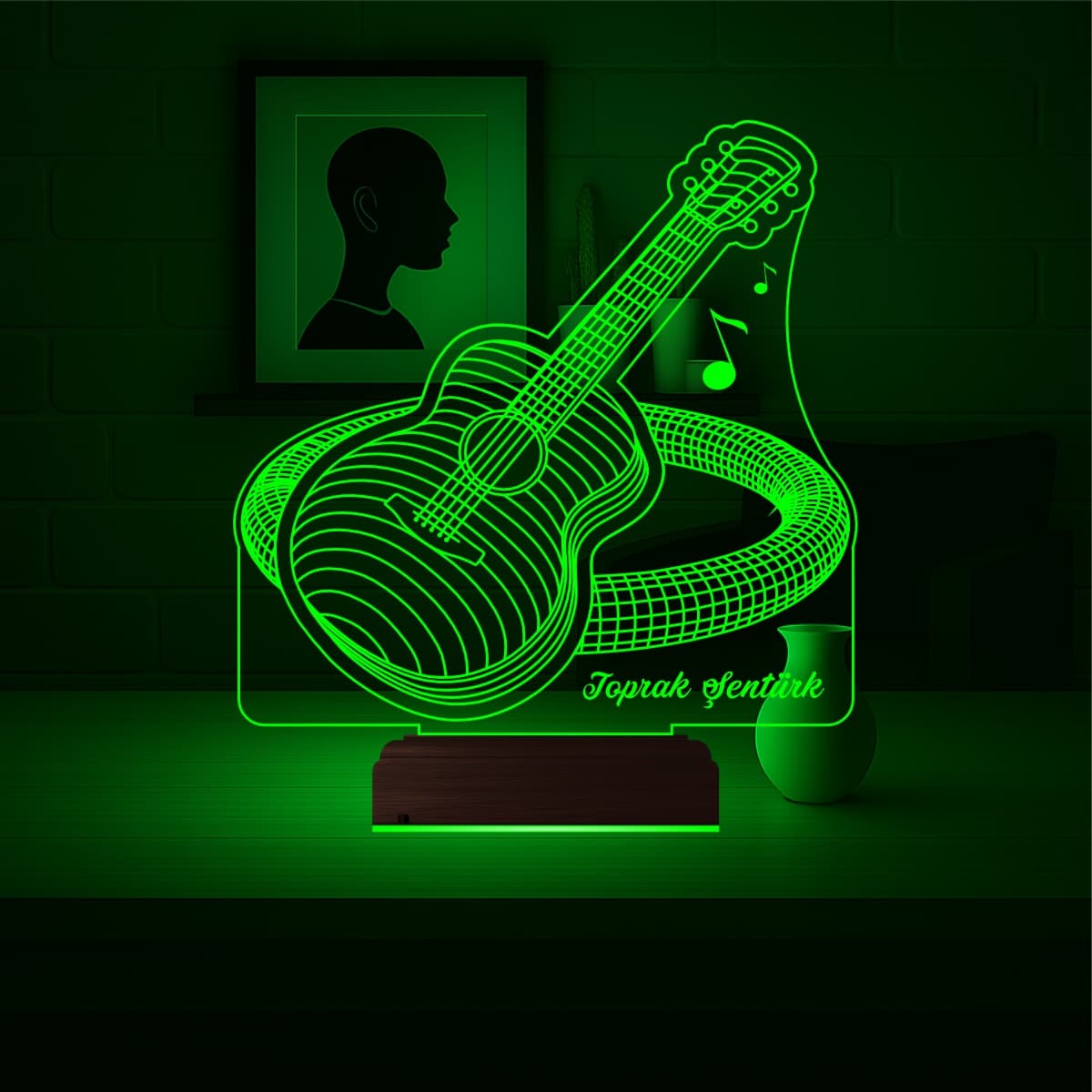 Гитара — 3D LED Ночник с именем | Подарок музыканту 3