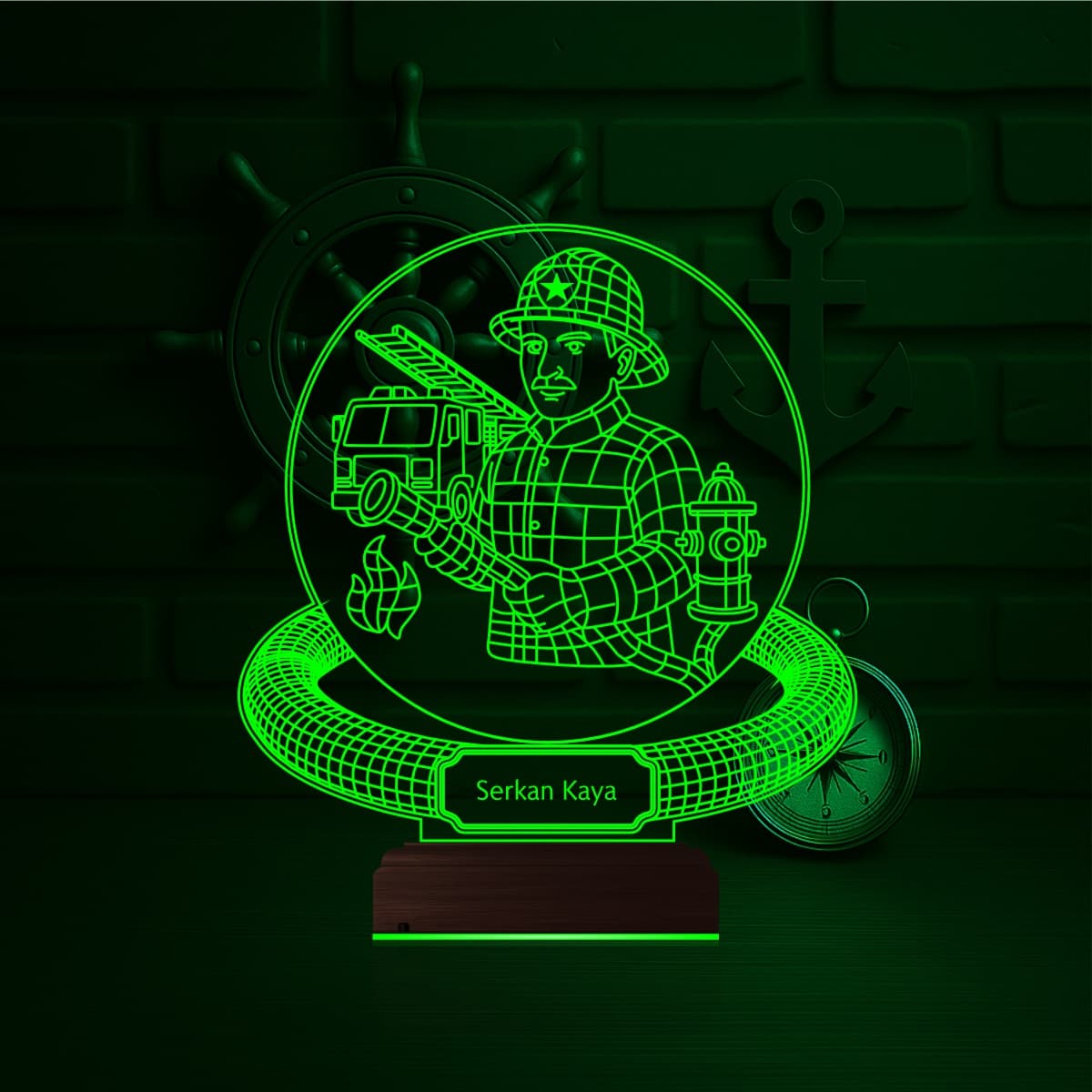 Пожарный с именем — 3D LED Ночник | Подарок мужчине 4