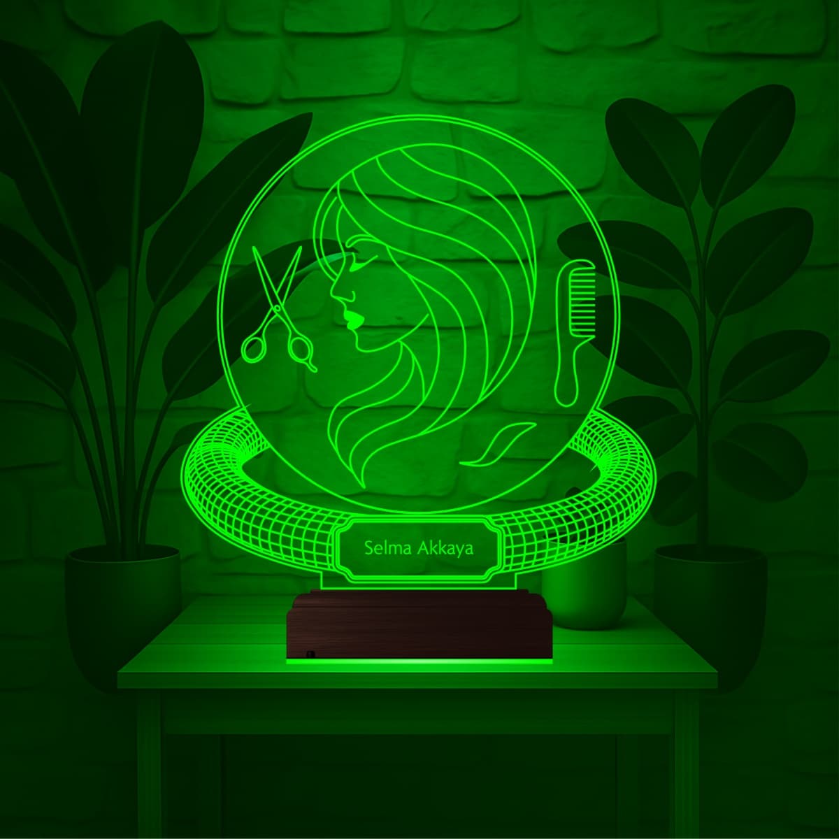 Парикмахер — 3D LED Ночник | Именной подарок стилисту 4