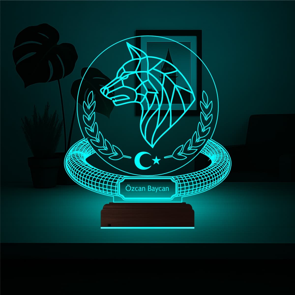 Волк с турецкой символикой — 3D LED Ночник | Именной подарок 1