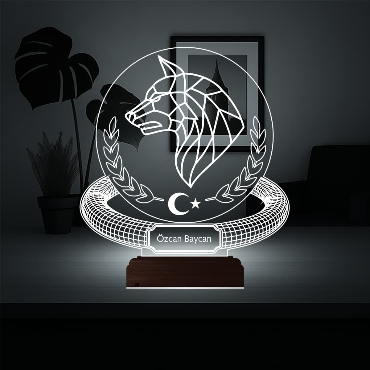 Волк с турецкой символикой — 3D LED Ночник | Именной подарок 2