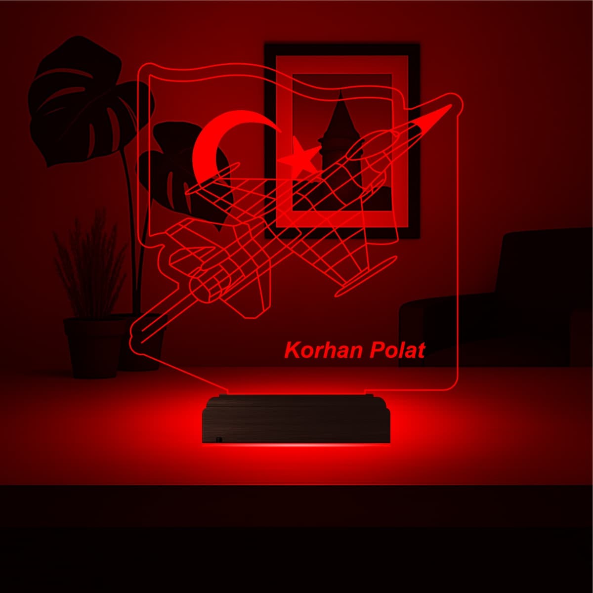 Истребитель F-16 и Флаг 3D Ночник 2