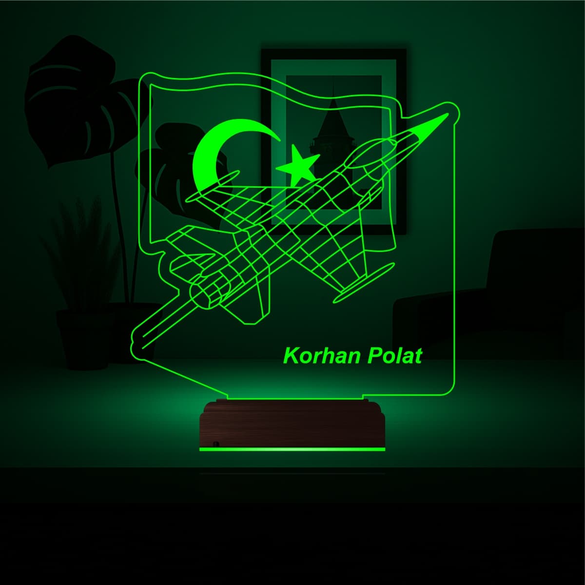 Истребитель F-16 и Флаг 3D Ночник 3