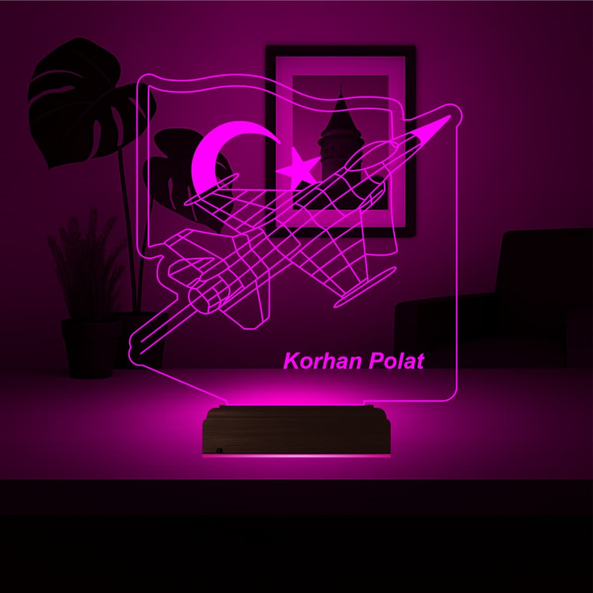 Истребитель F-16 и Флаг 3D Ночник 4