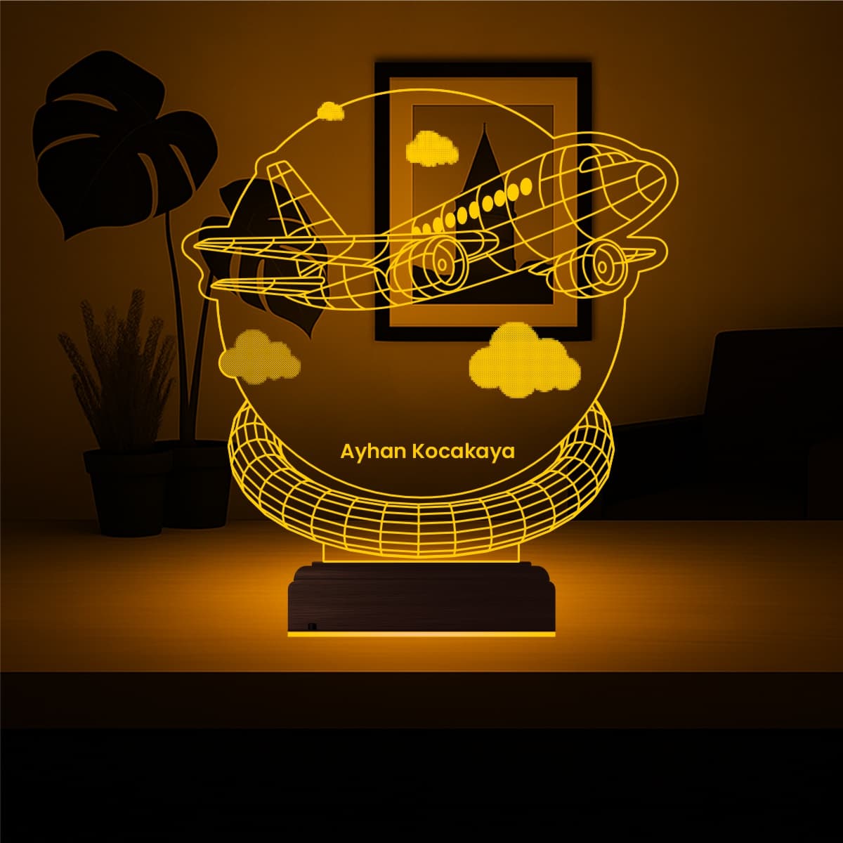 Самолет с именем — 3D LED Ночник | Подарок путешественнику 1