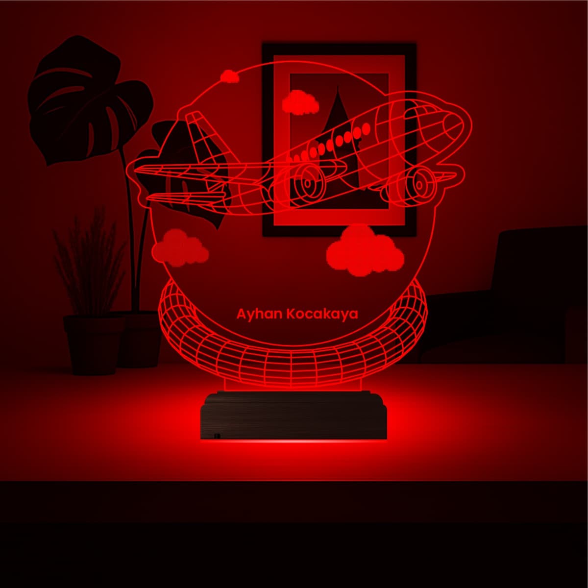 Самолет с именем — 3D LED Ночник | Подарок путешественнику 2