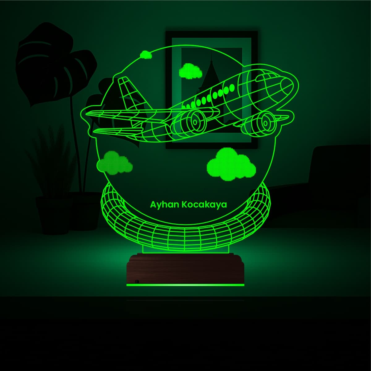 Самолет с именем — 3D LED Ночник | Подарок путешественнику 3
