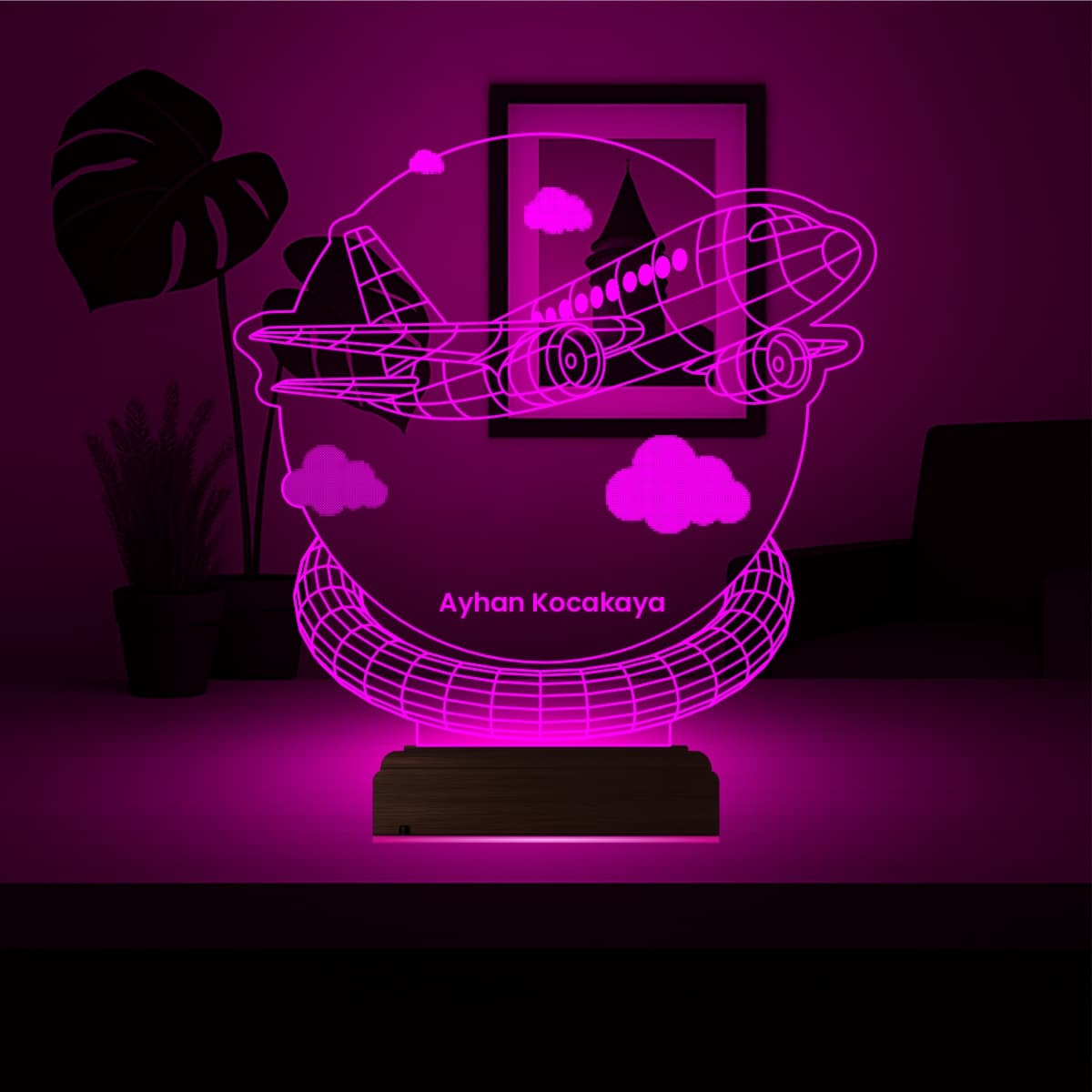 Самолет с именем — 3D LED Ночник | Подарок путешественнику 4