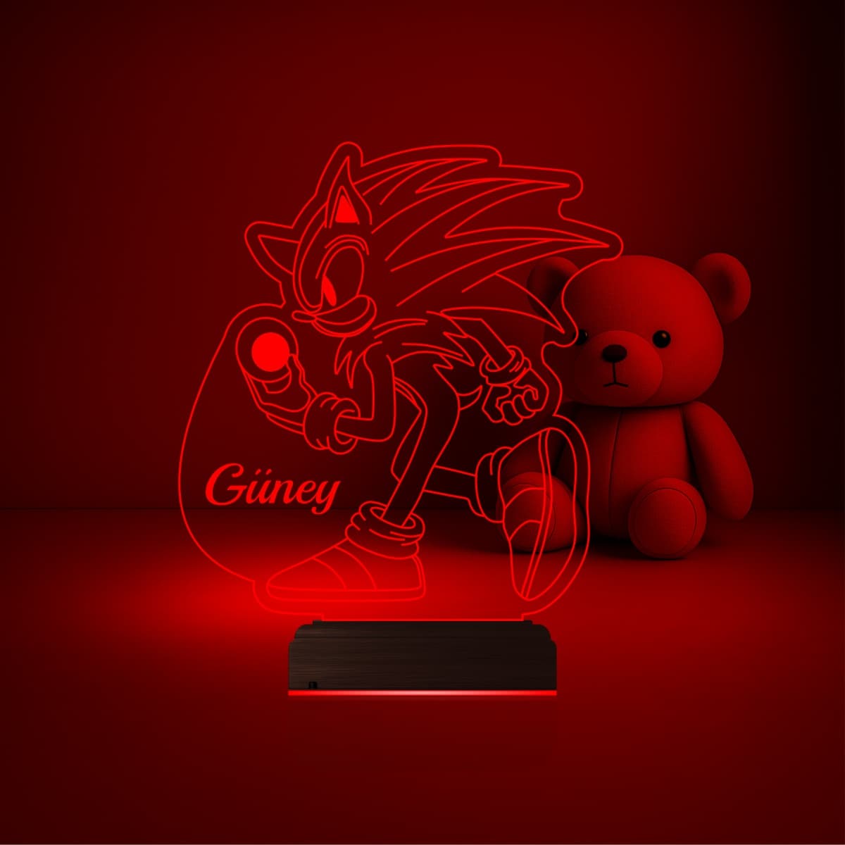 Соник — 3D LED Ночник с именем | Подарок ребёнку 3