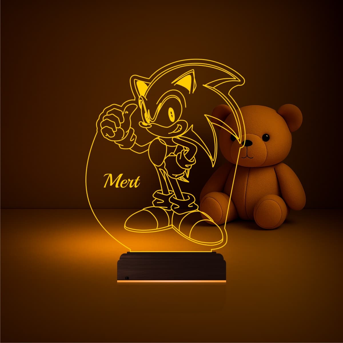 Соник с именем Mert — 3D LED Ночник | Подарок ребенку 2