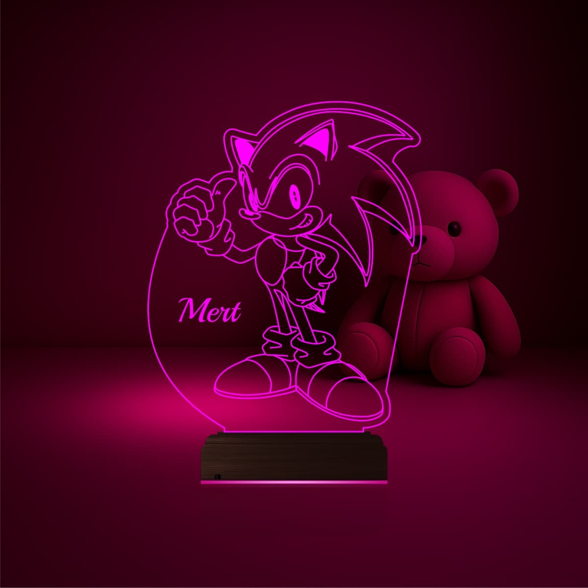 Соник с именем Mert — 3D LED Ночник | Подарок ребенку 6